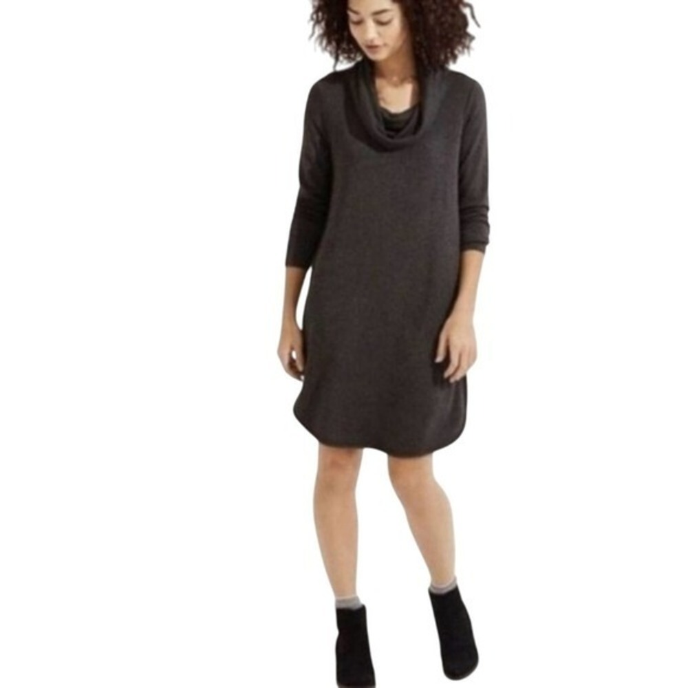 Lou & Grey Gray Cowl Neck Long Sleeve Casual Tunic Dress Super Soft Size Meduim